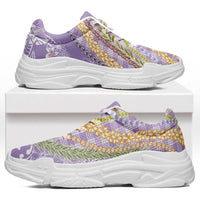 Purple Palaka Hawaii Leis Chunky Sneakers Hawaiian-plaid Elegant Tropical Vibes