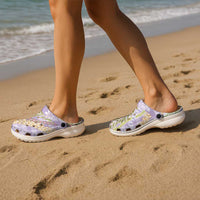 Purple Palaka Hawaii Leis Clogs Shoes - Hawaiian Plaid Elegant Tropical Vibes LT14 - Polynesian Pride