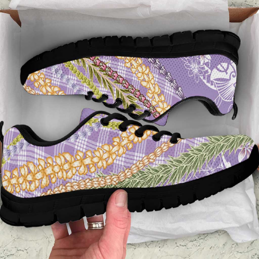 Purple Palaka Hawaii Leis Sneakers Hawaiian-plaid Elegant Tropical Vibes LT14 Purple - Polynesian Pride