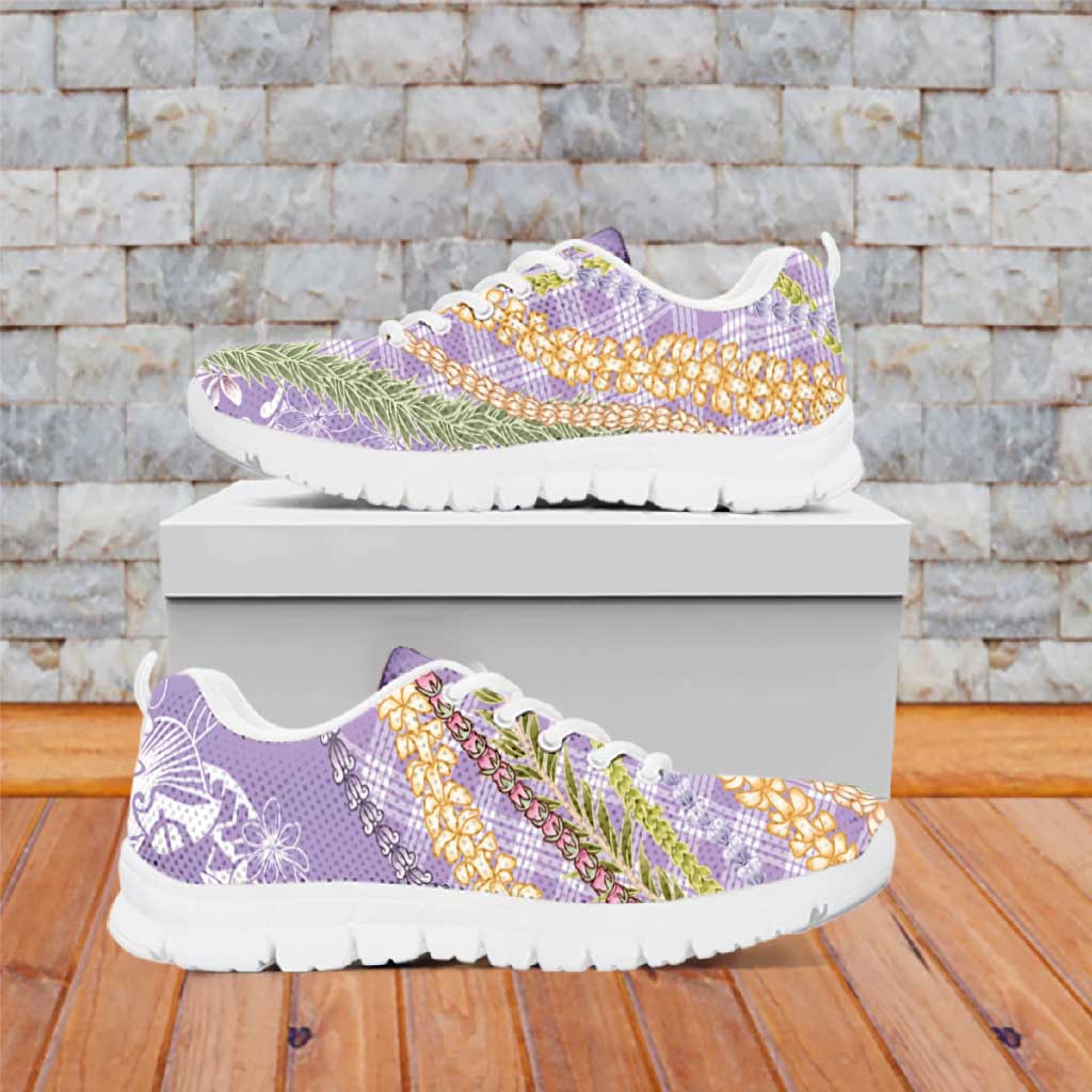 Purple Palaka Hawaii Leis Sneakers Hawaiian-plaid Elegant Tropical Vibes LT14 Purple - Polynesian Pride