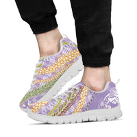 Purple Palaka Hawaii Leis Sneakers Hawaiian-plaid Elegant Tropical Vibes LT14 - Polynesian Pride