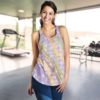 Purple Palaka Hawaii Leis Women Racerback Tank Hawaiian-plaid Elegant Tropical Vibes LT14 - Polynesian Pride