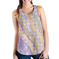 Purple Palaka Hawaii Leis Women Racerback Tank Hawaiian-plaid Elegant Tropical Vibes LT14 - Polynesian Pride
