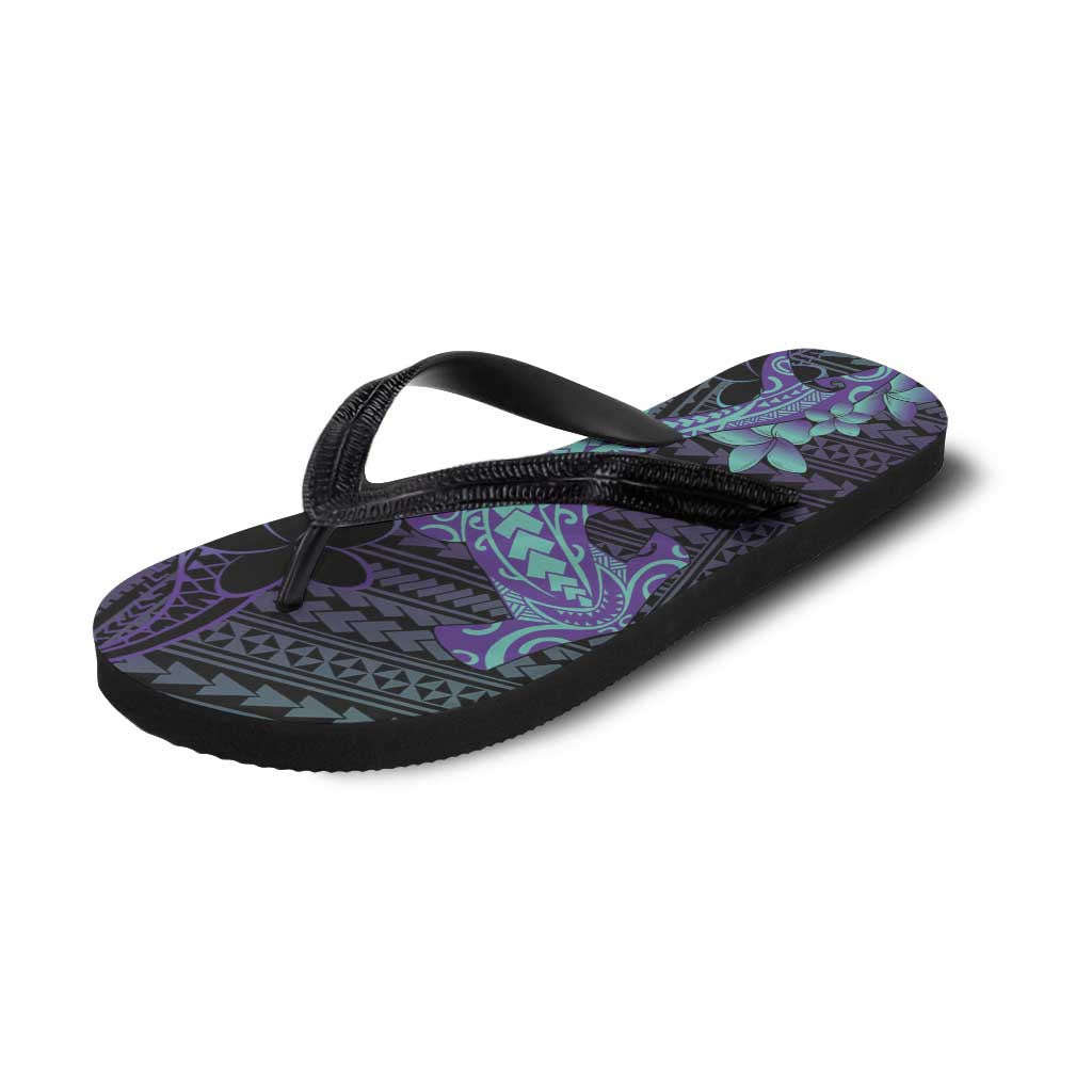 Purple Paradise Hawaii Flip Flops Hammerhead Shark Tattoo Curve Polynesian - Polynesian Pride