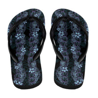 Purple Paradise Hawaii Shell Lei Flip Flops Hawaiian Sunrise Shell Hebrew Cone Plumeria - Polynesian Pride