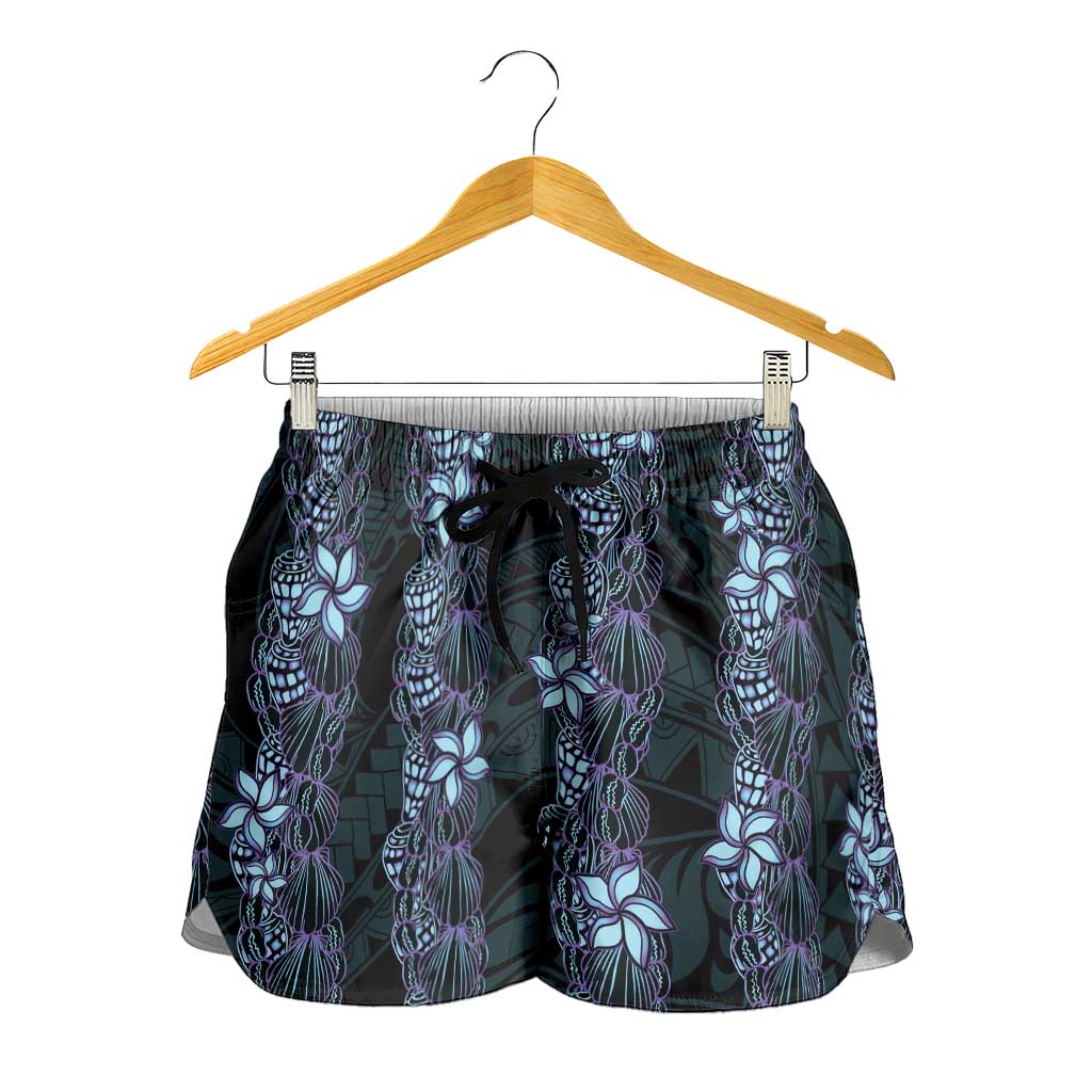 Purple Paradise Hawaii Shell Lei Shorts for Women Hawaiian Sunrise Shell Hebrew Cone Plumeria LT14 - Polynesian Pride