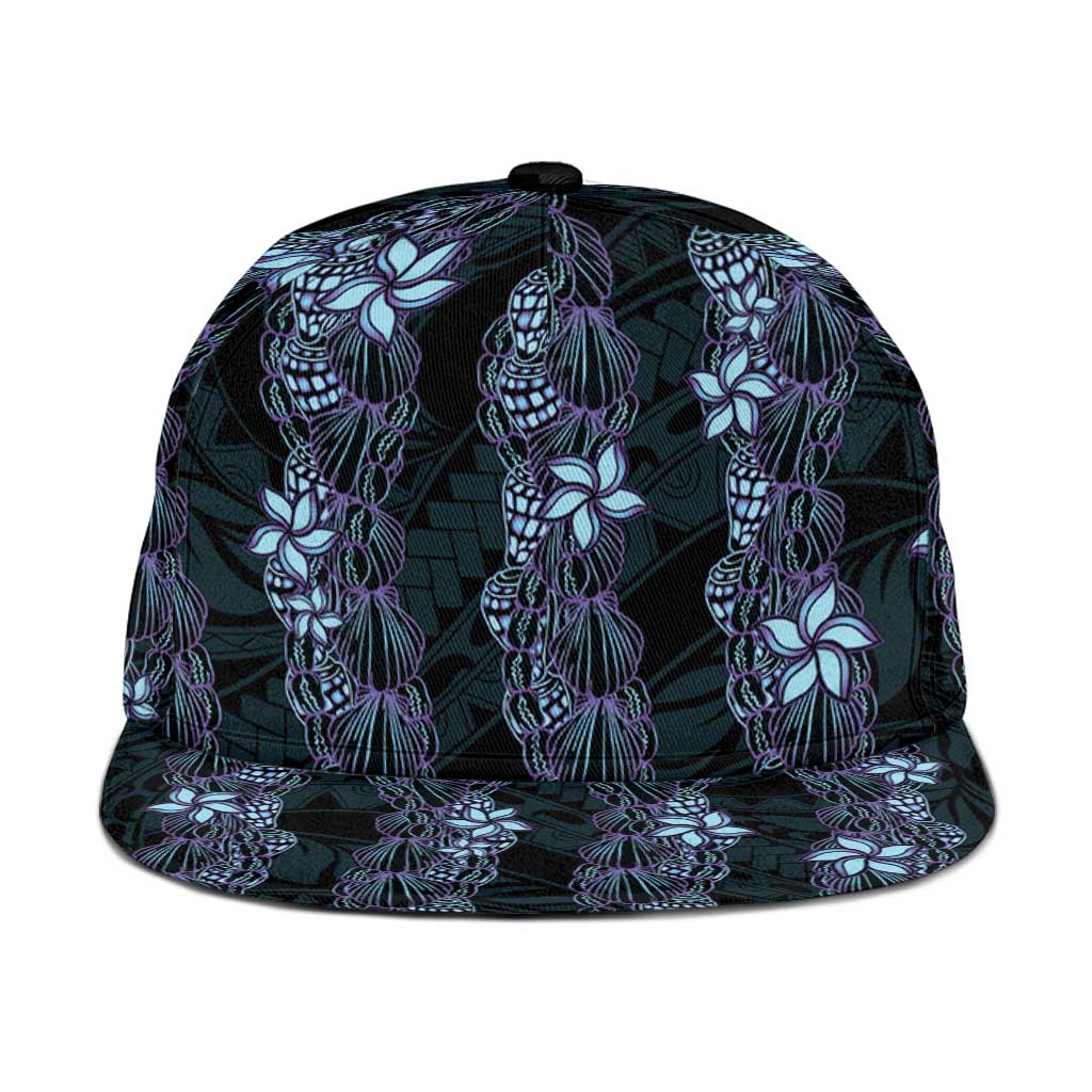 Purple Paradise Hawaii Shell Lei Snapback Cap Hawaiian Sunrise Shell Hebrew Cone Plumeria - Polynesian Pride