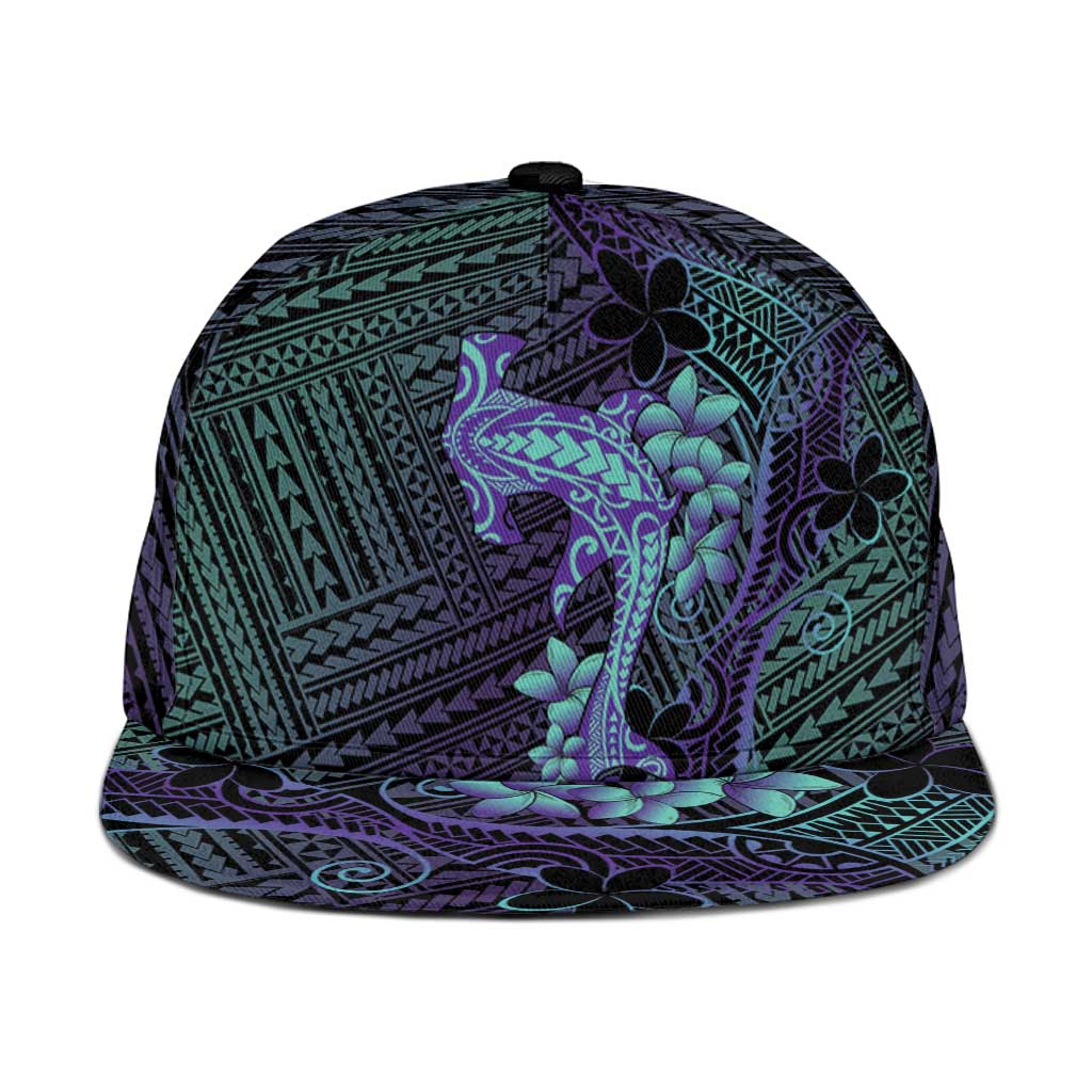 Purple Paradise Hawaii Snapback Cap Hammerhead Shark Tattoo Curve Polynesian - Polynesian Pride