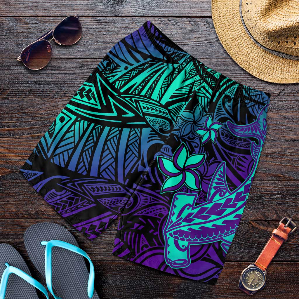 Purple Paradise Polynesian Shorts for Men Hawaiian Tribal Hammerhead Shark LT14