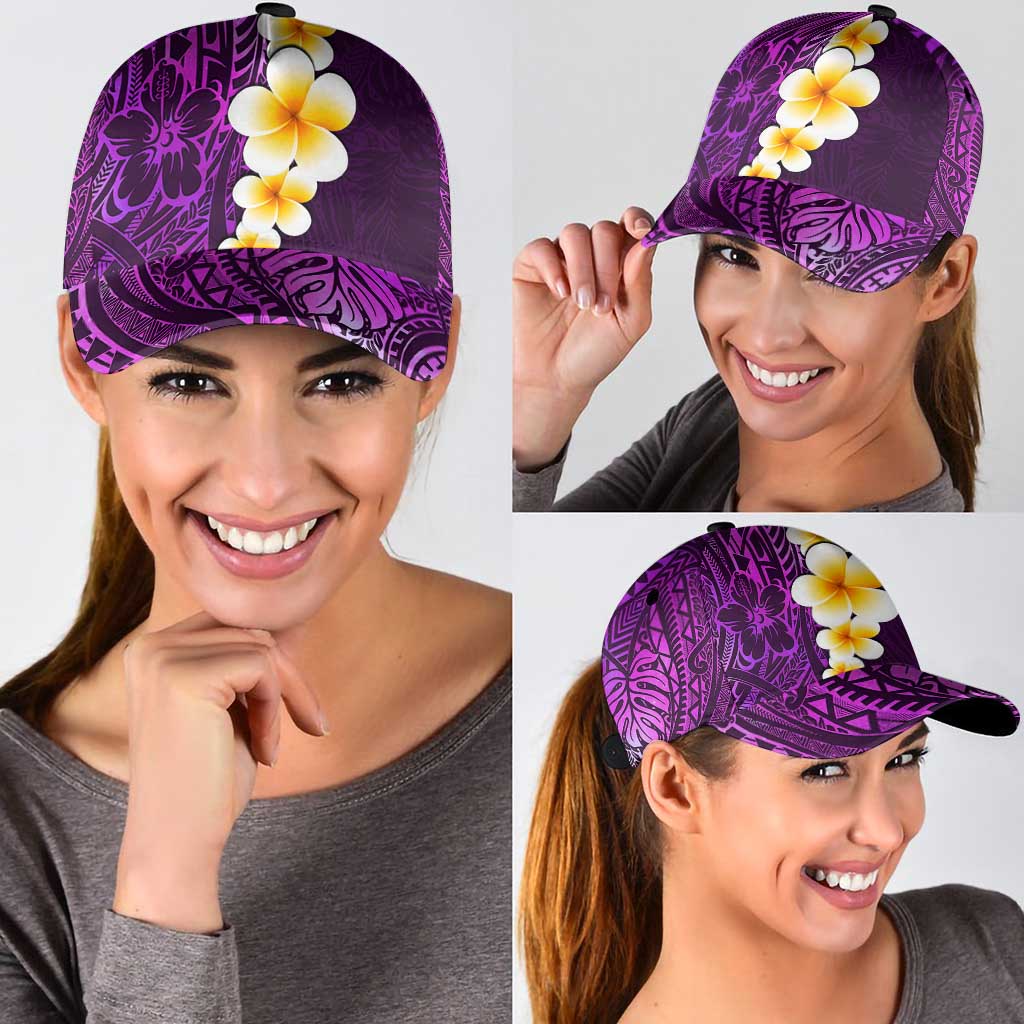 Purple Polynesia Classic Cap Plumeria Tropical Leaves With Galaxy Polynesian Art LT14