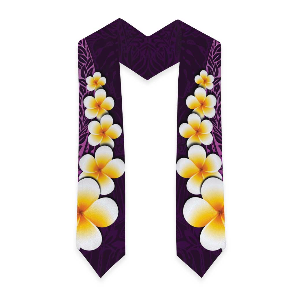Purple Polynesia Graduation Stole Plumeria Tropical Leaves With Galaxy Polynesian Art