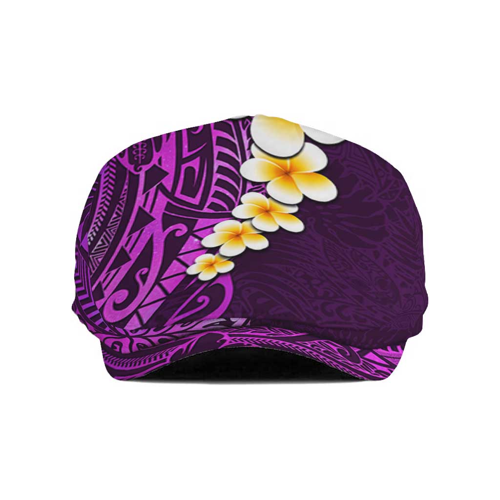 Purple Polynesia Jeff Hat Plumeria Tropical Leaves Galaxy Polynesian Art - Polynesian Pride