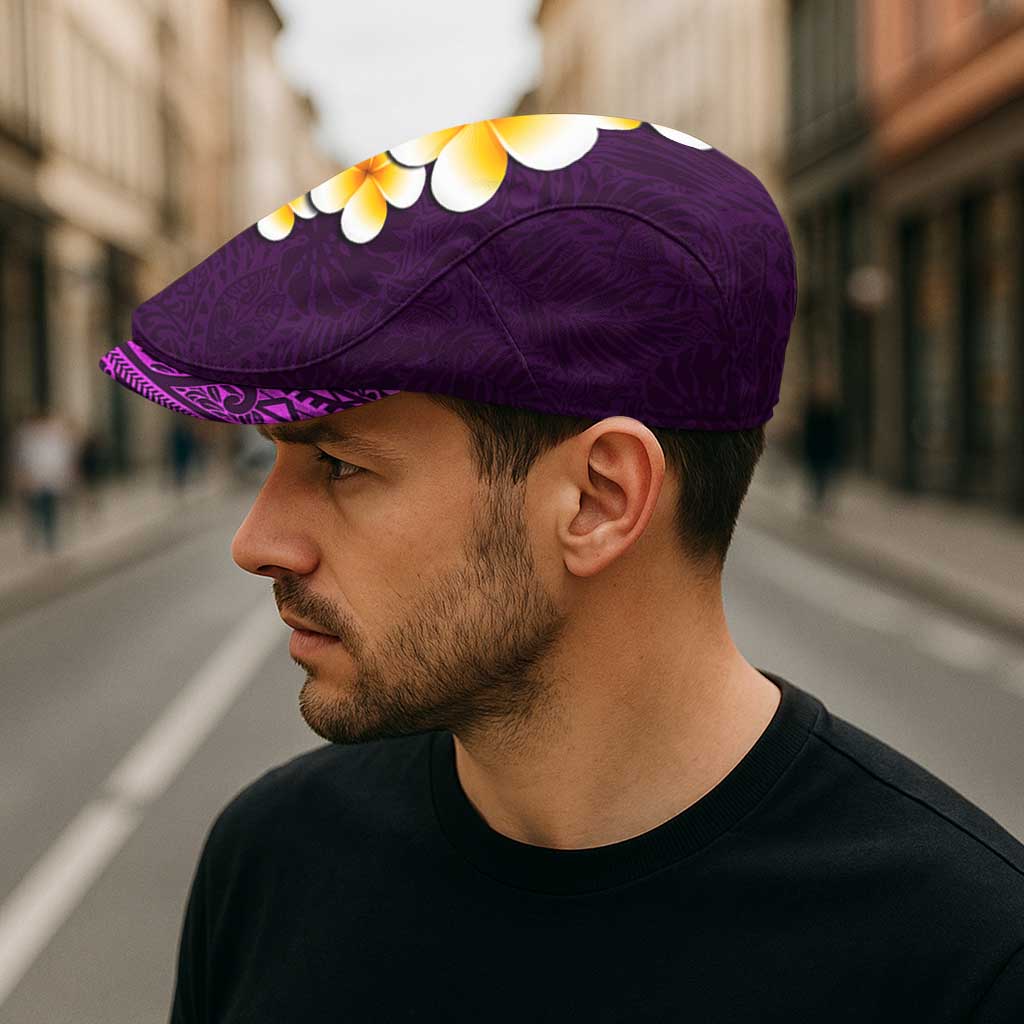 Purple Polynesia Jeff Hat Plumeria Tropical Leaves Galaxy Polynesian Art - Polynesian Pride