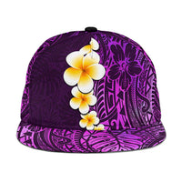Purple Polynesia Snapback Cap Plumeria Tropical Leaves With Galaxy Polynesian Art - Polynesian Pride