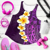 Purple Polynesia Women Racerback Tank Plumeria Tropical Leaves With Galaxy Polynesian Art - Polynesian Pride
