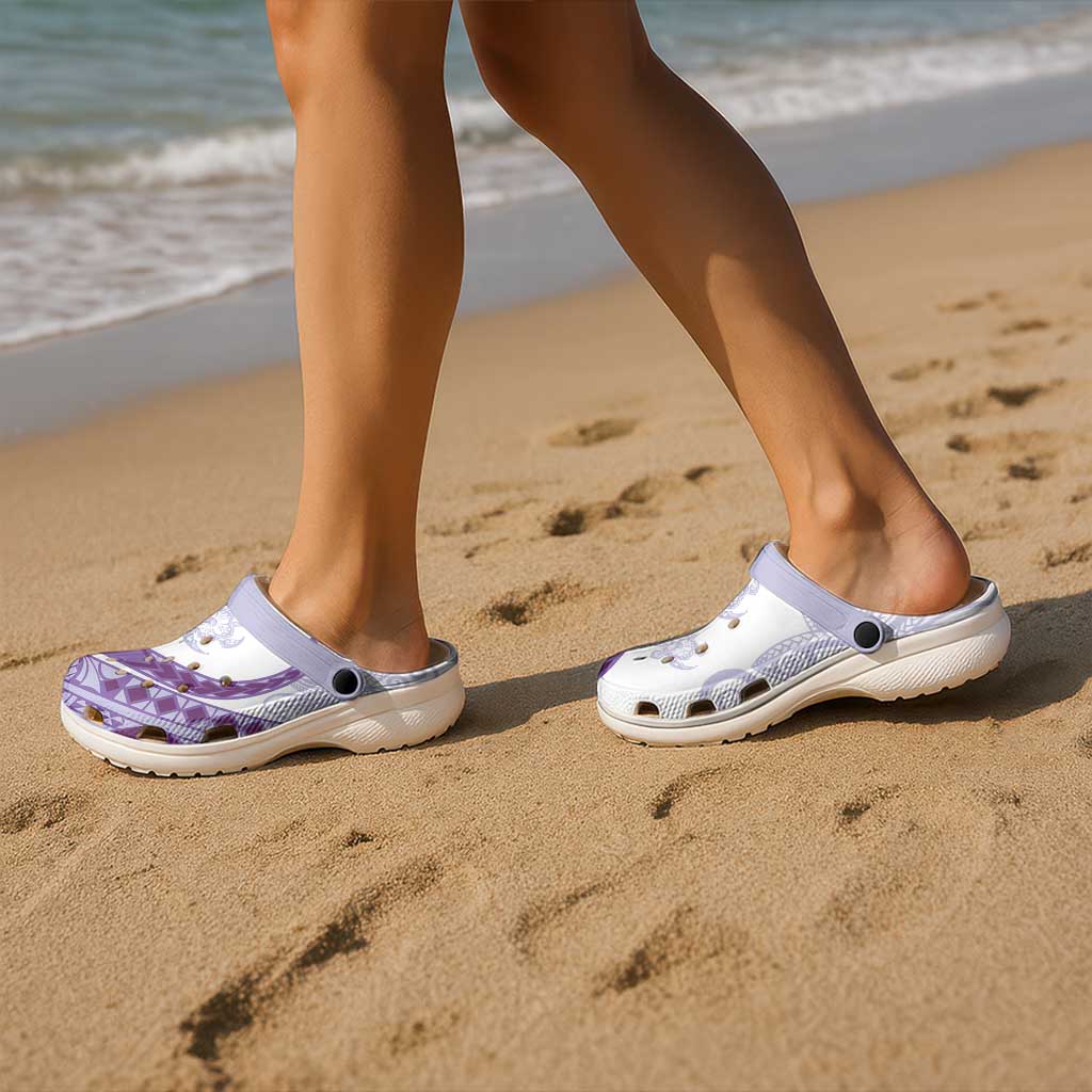 Purple Polynesian Tribal Turtle Floral Pattern Clogs Shoes - Polynesian Pride