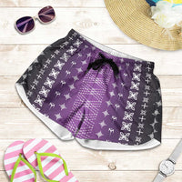 Purple Samoa Malu Tattoo Inspired Shorts for Women