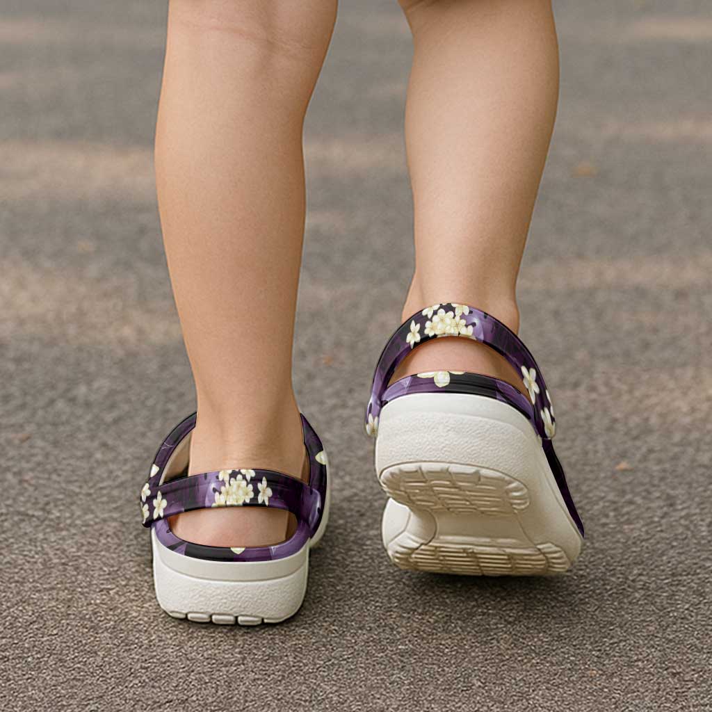 Purple Tropical Hawaii Clogs Shoes Seamless Monstera Plumeria Hawaiian Pattern - Polynesian Pride