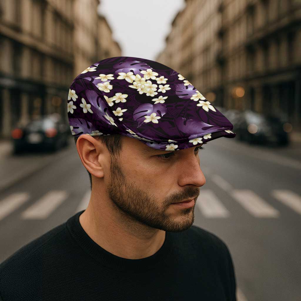 Purple Tropical Hawaii Jeff Hat Seamless Monstera Plumeria Hawaiian Pattern - Polynesian Pride