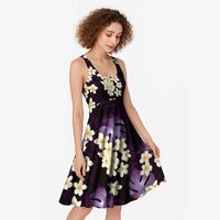 Purple Tropical Hawaii Midi Dress Seamless Monstera Plumeria Hawaiian Pattern - Polynesian Pride