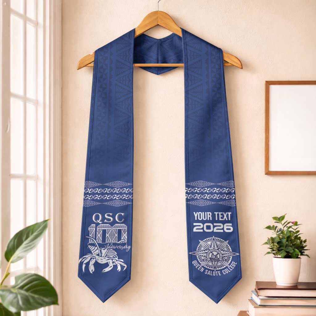 Queen Salote College 100 Years Anniversary Custom Graduation Stole Tonga QSC Royal Blue LT7 One Size Royal Blue - Polynesian Pride