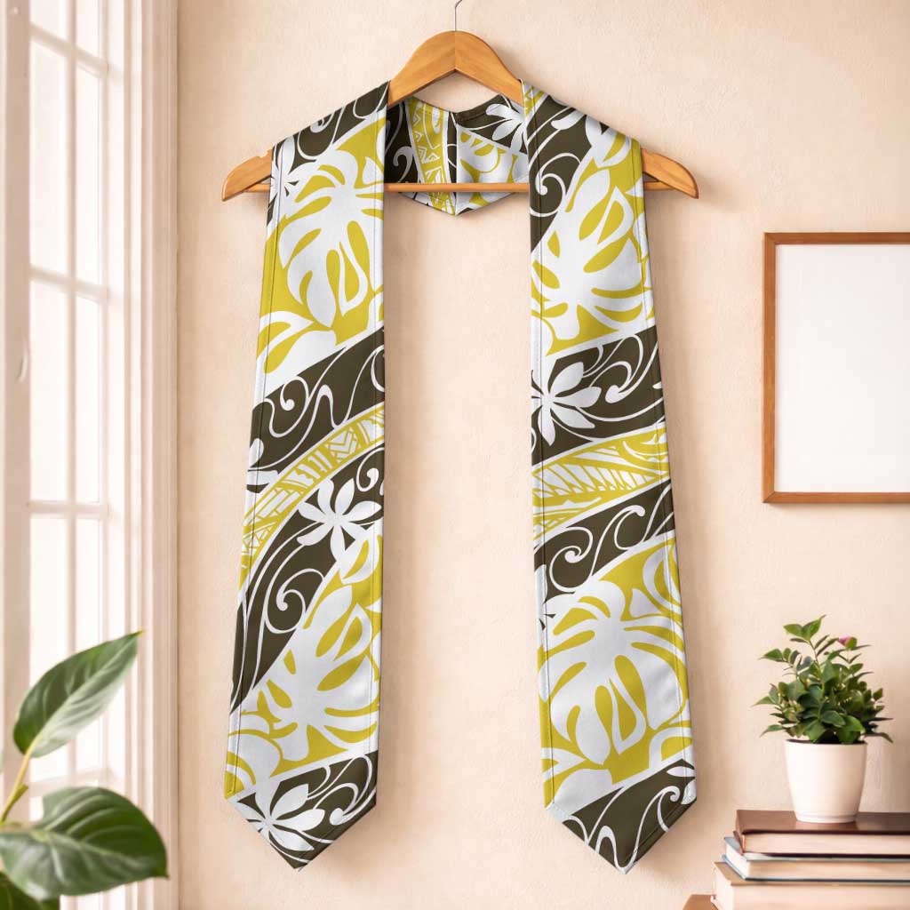 Rearea Tahiti Tiare Monstera Graduation Stole Polynesian Pattern Curve Style