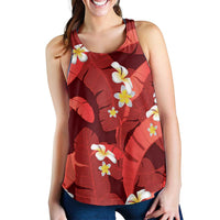 Red Banana Leaf Hawaii Women Racerback Tank Lau Maia Plumeria Tropical Summer Vibes