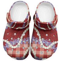 Red Hawaii Palaka Honohono Pikake Clogs Shoes Hawaiian Orchid Lei Polynesian Pattern - Polynesian Pride