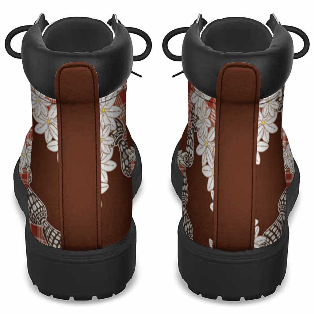 Red Hawaii Tiare and Shell Lei All Season Boots Hawaiian Palaka Luxury Vibes LT14 - Polynesian Pride