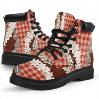 Red Hawaii Tiare and Shell Lei All Season Boots Hawaiian Palaka Luxury Vibes LT14 - Polynesian Pride