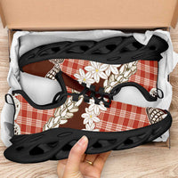 Red Hawaii Tiare and Shell Lei Clunky Sneakers Hawaiian Palaka Luxury Vibes LT14 - Polynesian Pride