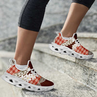 Red Hawaii Tiare and Shell Lei Clunky Sneakers Hawaiian Palaka Luxury Vibes LT14 - Polynesian Pride