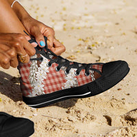 Red Hawaii Tiare and Shell Lei High Top Shoes Hawaiian Palaka Luxury Vibes LT14 - Polynesian Pride