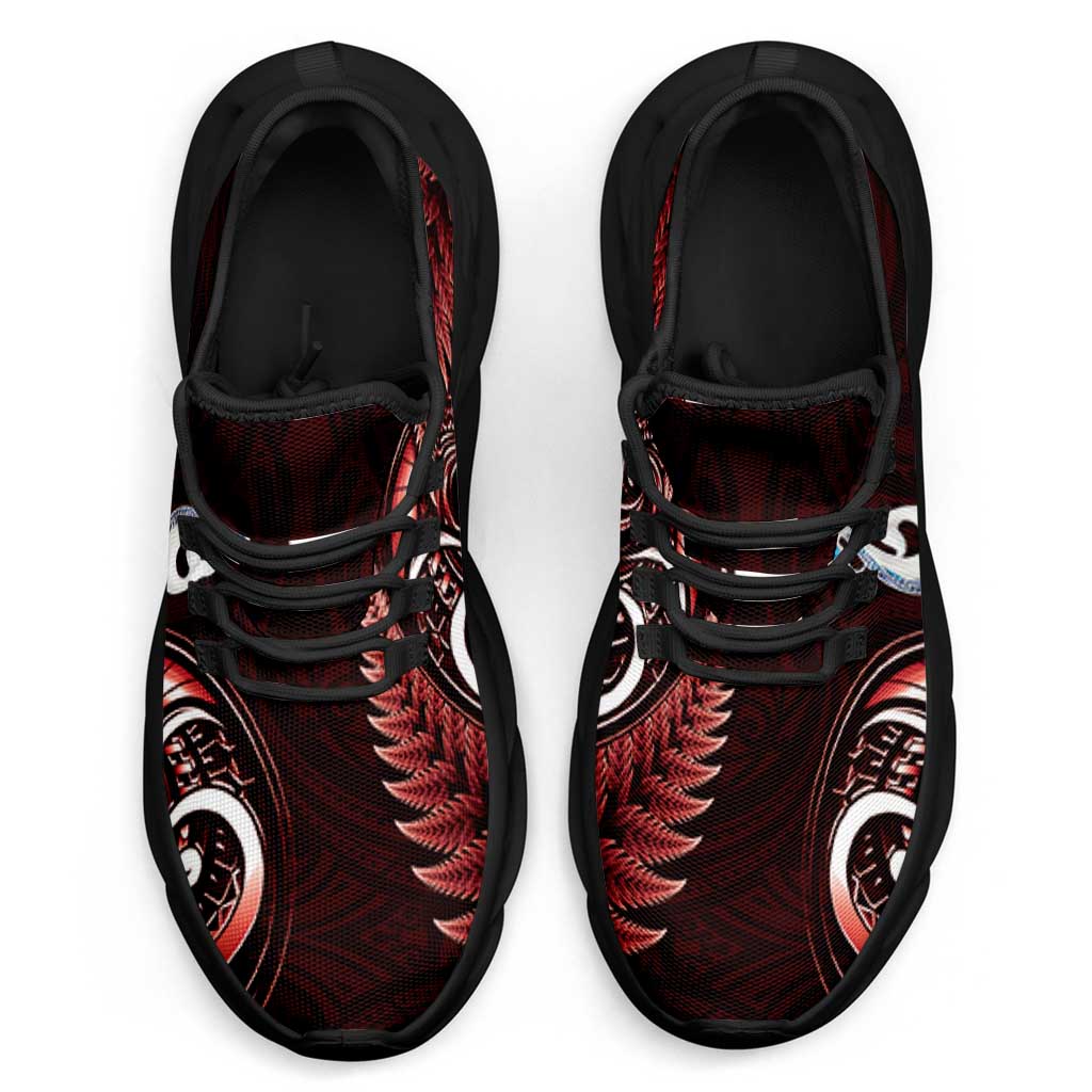 Red New Zealand Clunky Sneakers Aotearoa Silver Fern With Manaia Maori Unique LT14 - Polynesian Pride