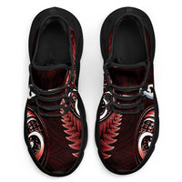 Red New Zealand Clunky Sneakers Aotearoa Silver Fern With Manaia Maori Unique LT14 - Polynesian Pride