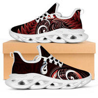 Red New Zealand Clunky Sneakers Aotearoa Silver Fern With Manaia Maori Unique LT14 Red - Polynesian Pride