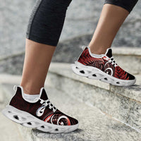 Red New Zealand Clunky Sneakers Aotearoa Silver Fern With Manaia Maori Unique LT14 - Polynesian Pride