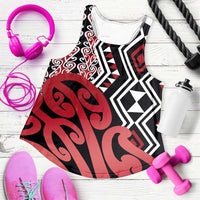 Red New Zealand Women Racerback Tank Aotearoa Kowhaiwhai Mix Taniko Art LT14