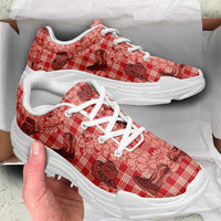 Red Palaka Hawaii Cowboy Chunky Sneakers Puakenikeni Lei Paniolo Papale Seamless Vibes - Polynesian Pride