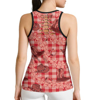 Red Palaka Hawaii Cowboy Hollow Tank Top Puakenikeni Lei Paniolo Papale Seamless Vibes - Polynesian Pride