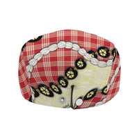 Red Palaka Hawaii Jeff Hat Kukui Nut Pikake Lei Hawaiian Tapa Pattern - Polynesian Pride