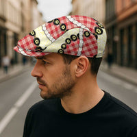 Red Palaka Hawaii Jeff Hat Kukui Nut Pikake Lei Hawaiian Tapa Pattern - Polynesian Pride