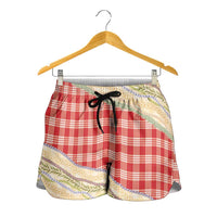 Red Palaka Hawaii Leis Elegant Vibes Shorts for Women
