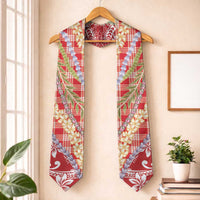 Red Palaka Hawaii Leis Graduation Stole Hawaiian-plaid Elegant Tropical Vibes LT14 One Size Red - Polynesian Pride