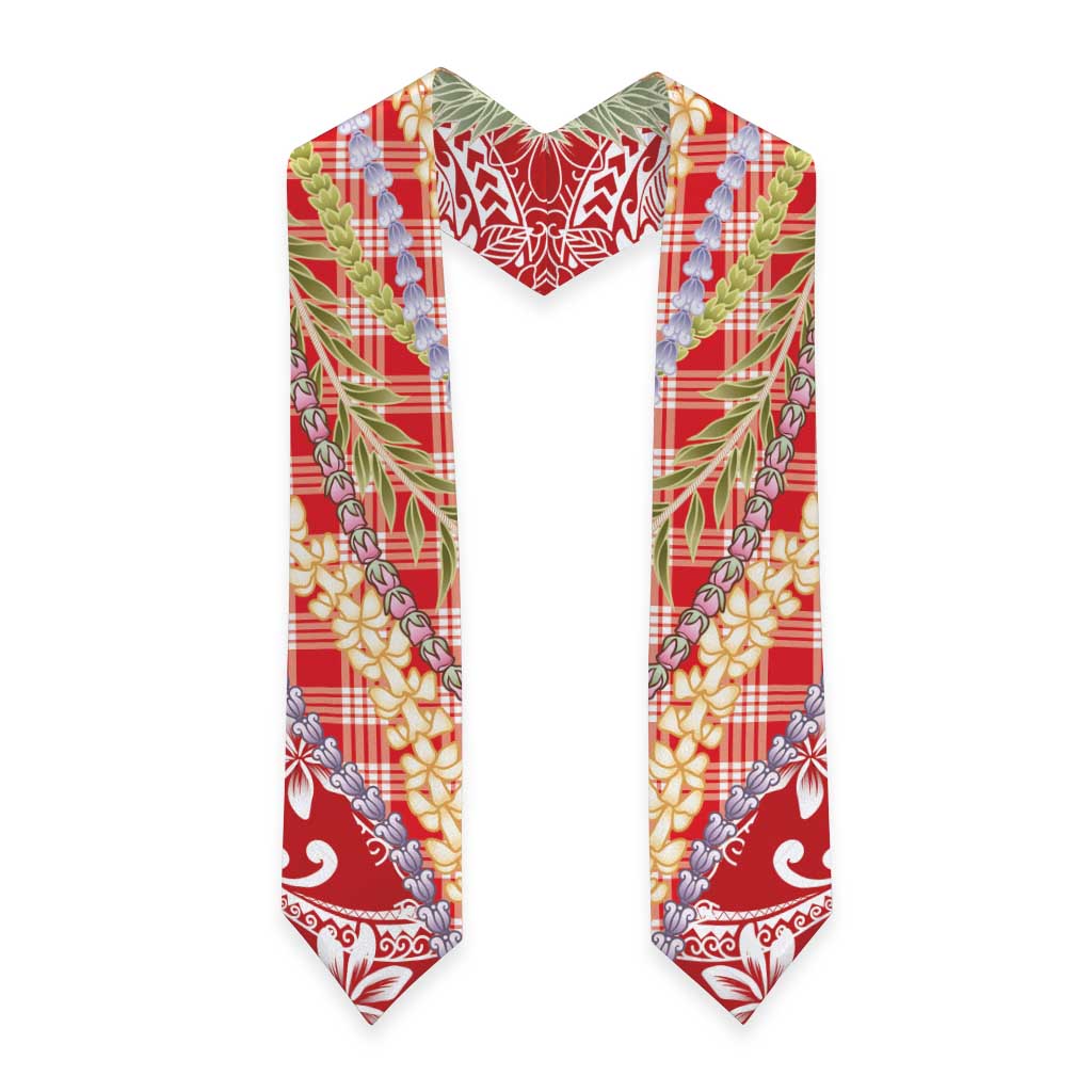 Red Palaka Hawaii Leis Graduation Stole Hawaiian-plaid Elegant Tropical Vibes LT14 - Polynesian Pride
