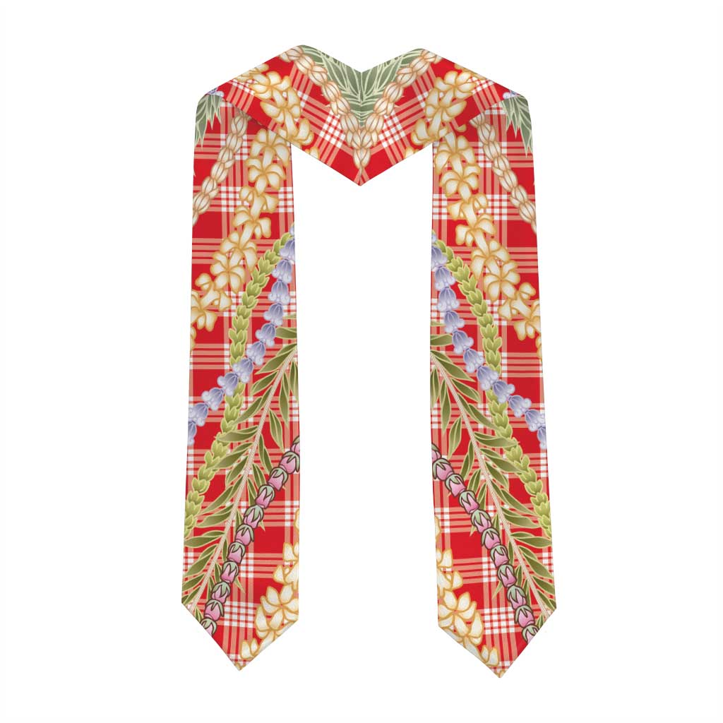 Red Palaka Hawaii Leis Graduation Stole Hawaiian-plaid Elegant Tropical Vibes LT14 - Polynesian Pride