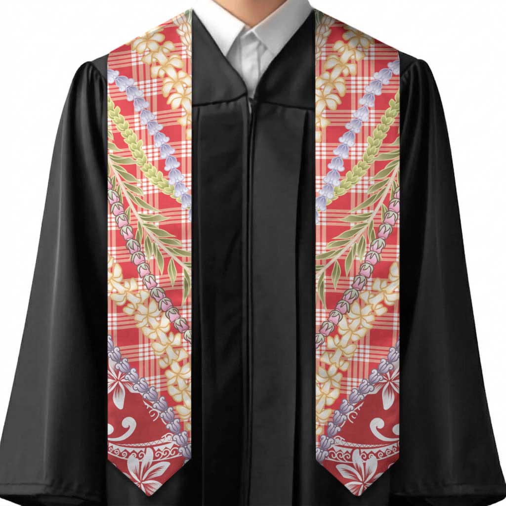Red Palaka Hawaii Leis Graduation Stole Hawaiian-plaid Elegant Tropical Vibes LT14 - Polynesian Pride