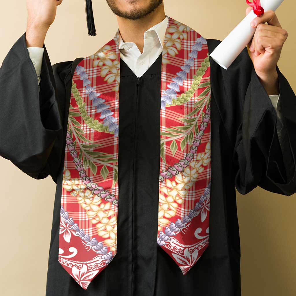 Red Palaka Hawaii Leis Graduation Stole Hawaiian-plaid Elegant Tropical Vibes LT14 - Polynesian Pride