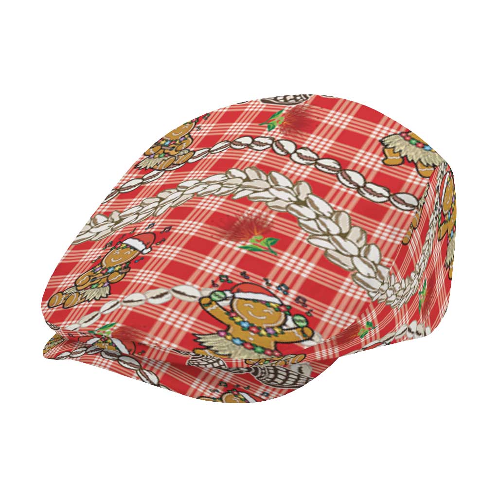 Red Palaka Hawaii Mele Kalikimaka Jeff Hat Ohia Lehua Shell Leis Funny Gingerbread Santa - Polynesian Pride