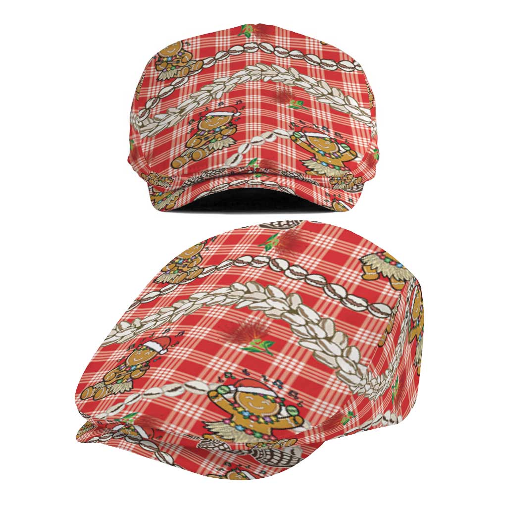 Red Palaka Hawaii Mele Kalikimaka Jeff Hat Ohia Lehua Shell Leis Funny Gingerbread Santa - Polynesian Pride